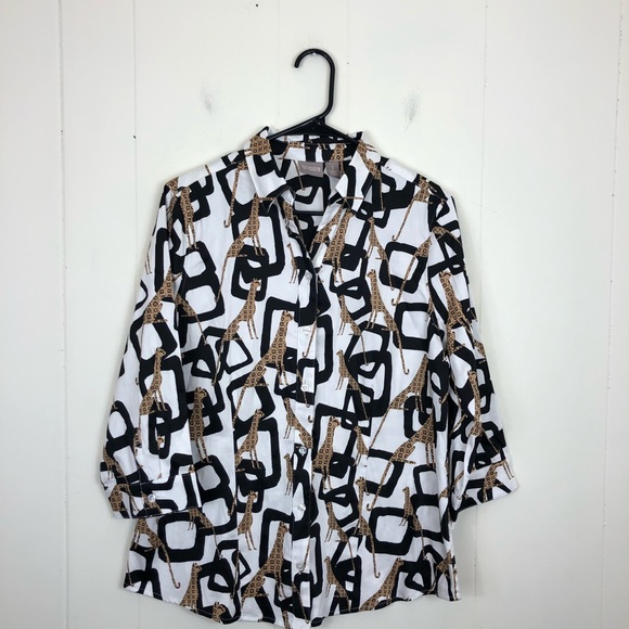 Vintage 90s Chico’s Jaguar Button Down Sz 1 - Picture 4 of 11